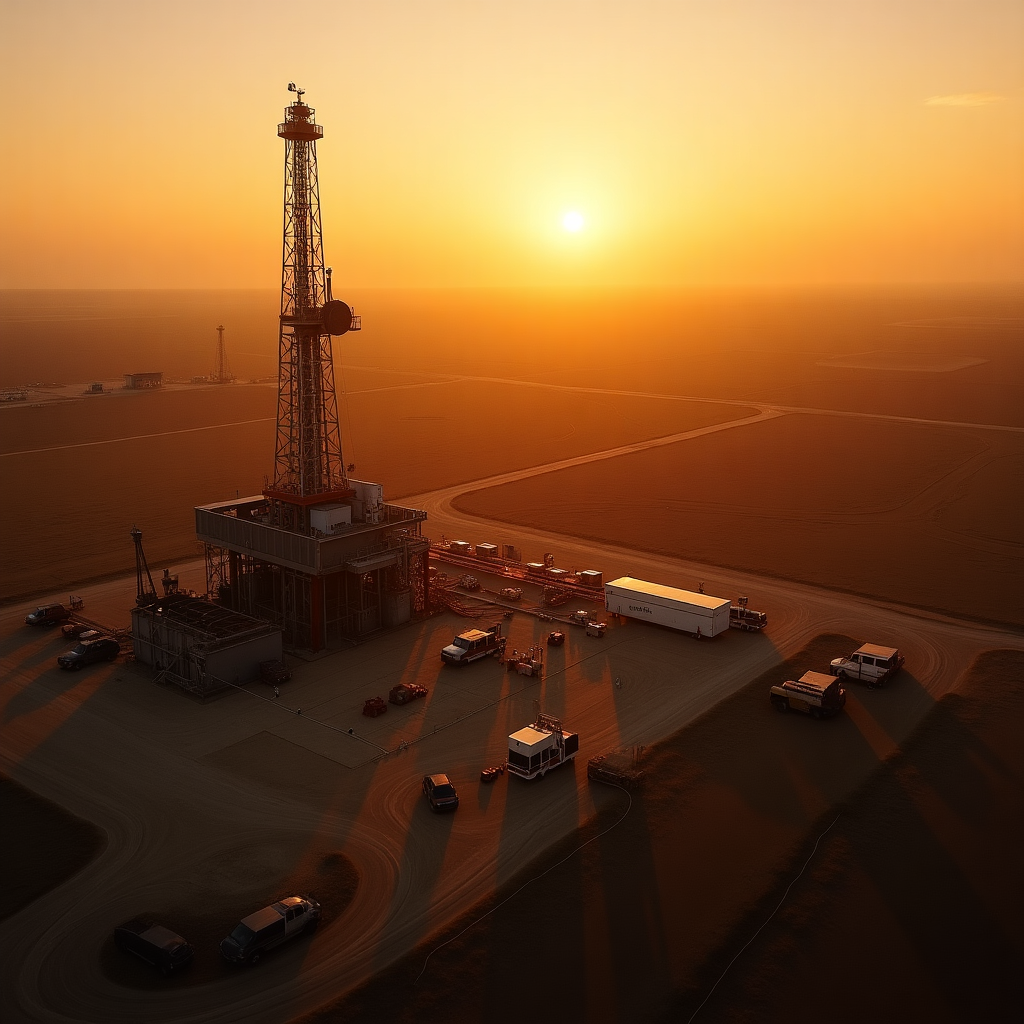 Campo petrolero con tecnología avanzada